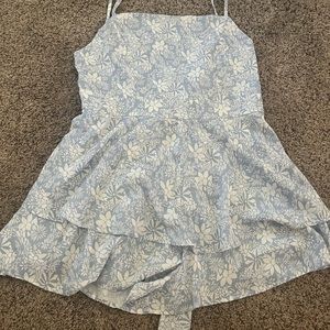 Floral tie back romper dress